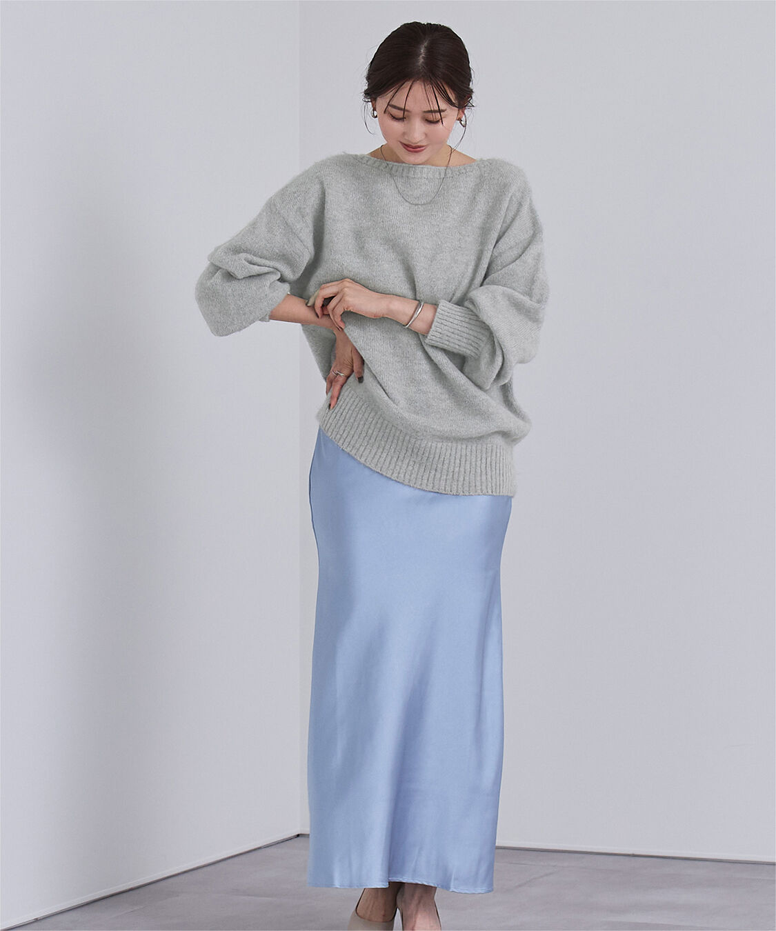 ur's「【星玲奈さんコラボアイテム】ヤクライクボートネックボリュームスリーブニット」|ニット・セーター|