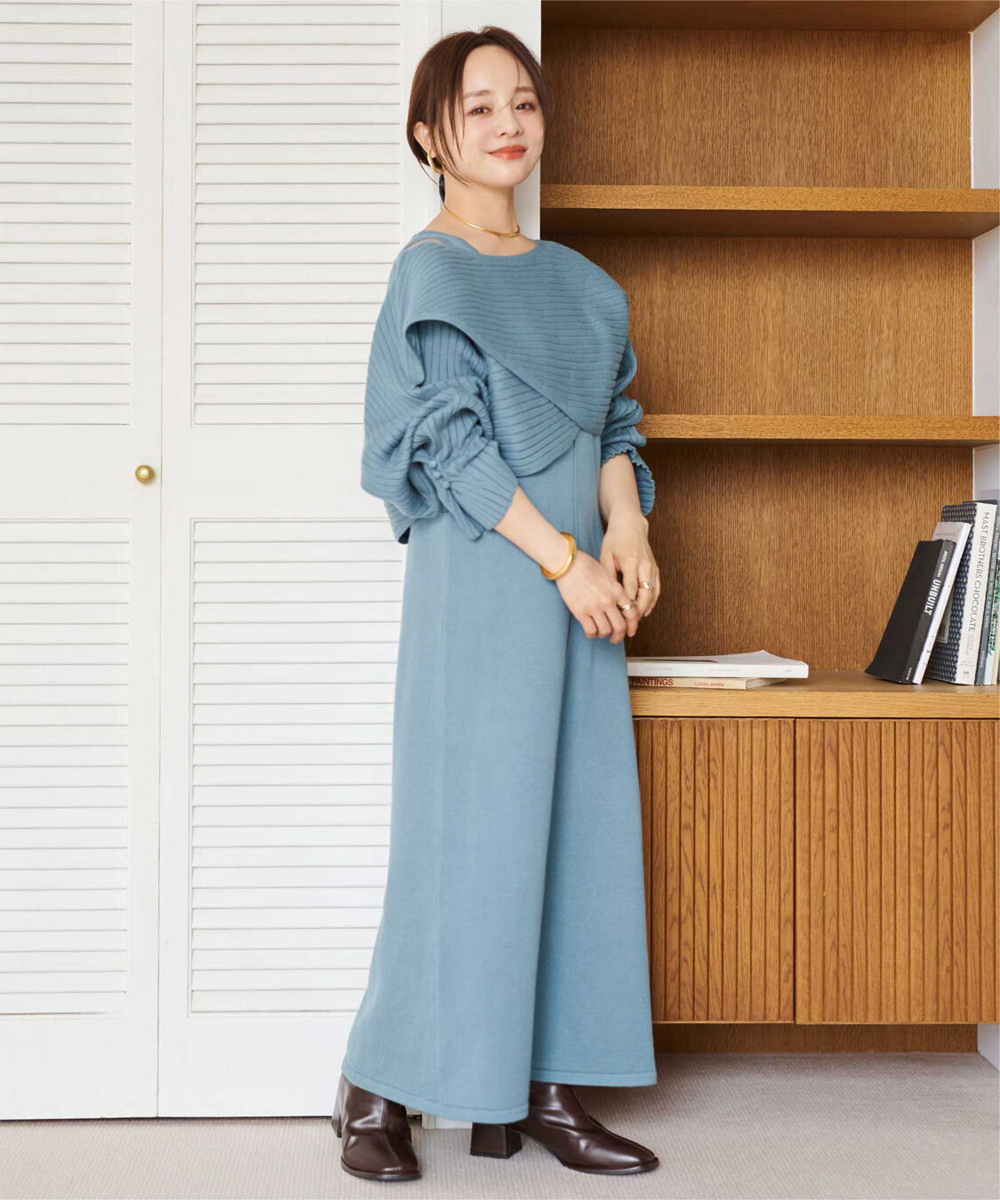 titivate「【田中亜希子さんコラボアイテム】カシュクールリブトップスニットセットワンピース」|ワンピース|