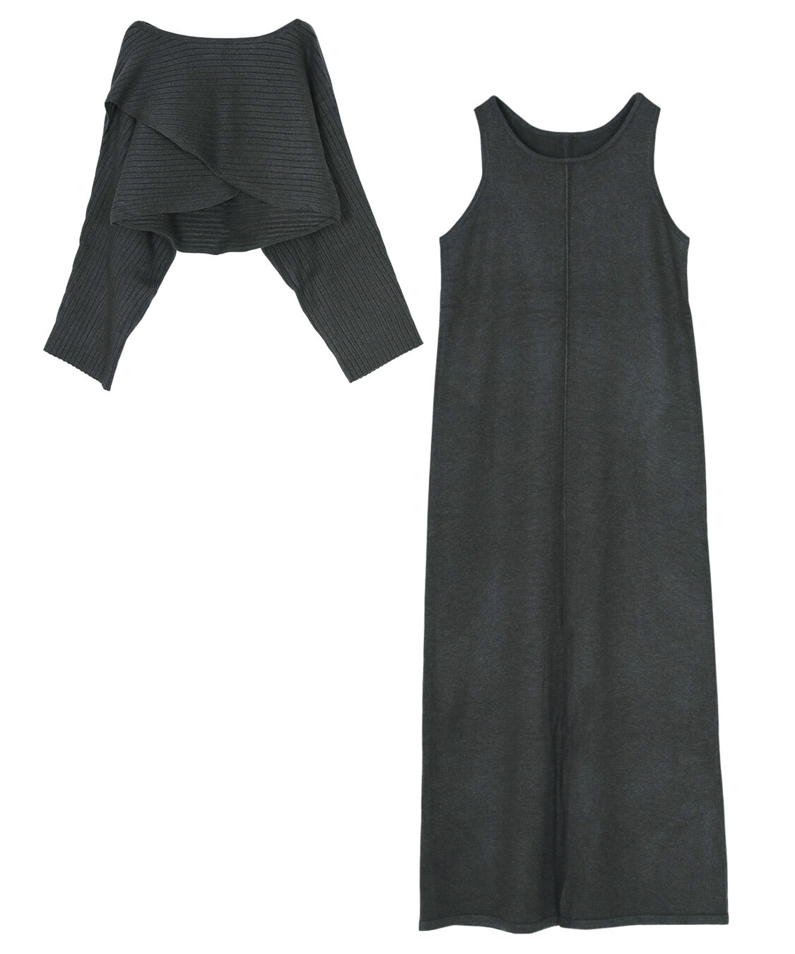 titivate「【田中亜希子さんコラボアイテム】カシュクールリブトップスニットセットワンピース」|ワンピース|