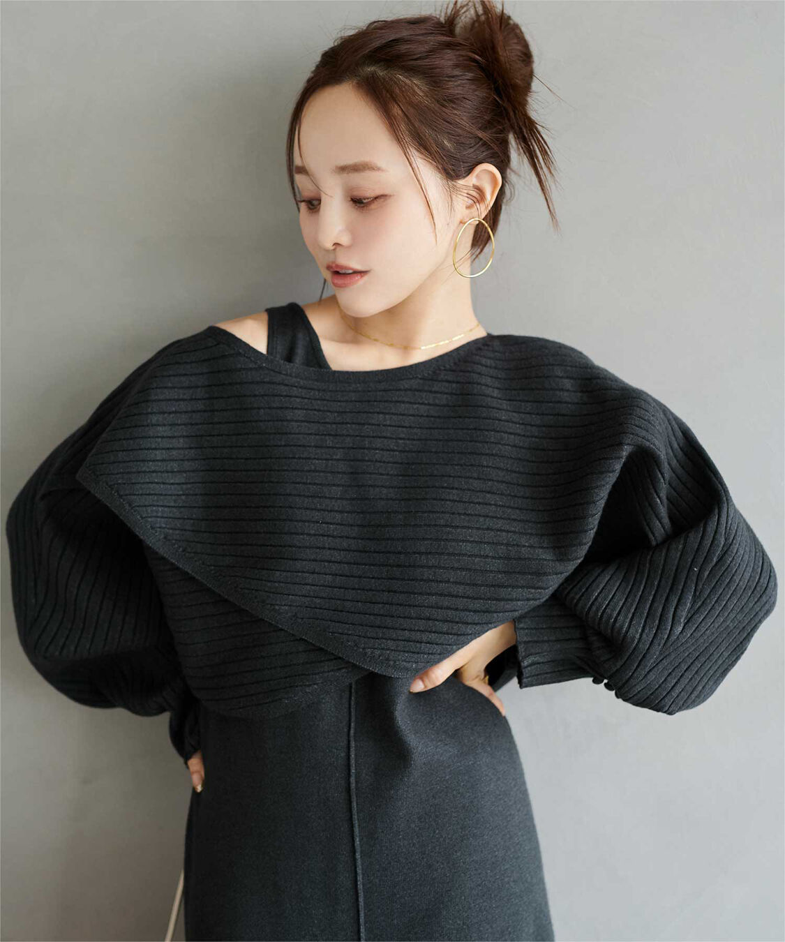 titivate「【田中亜希子さんコラボアイテム】カシュクールリブトップスニットセットワンピース」|ワンピース|