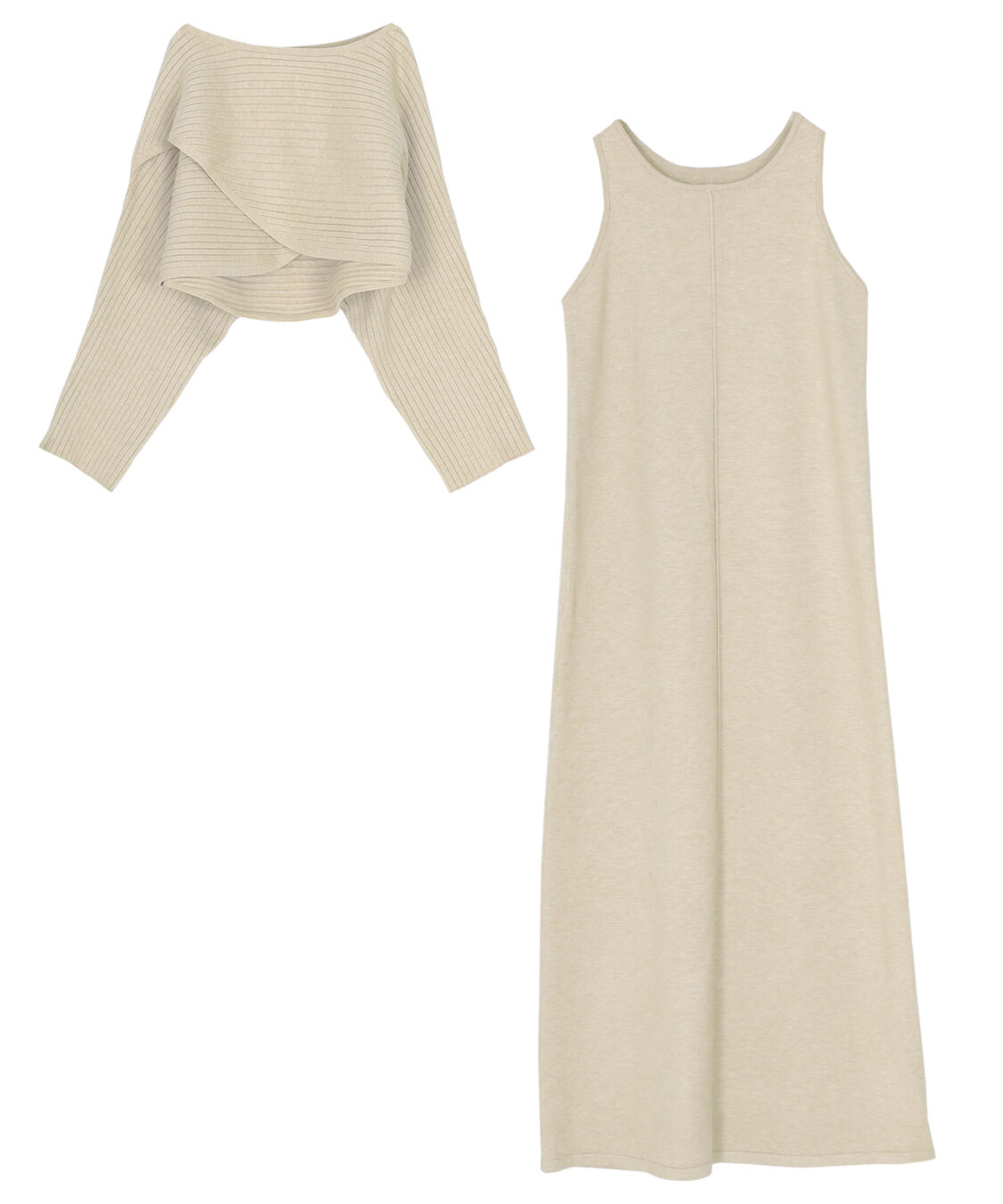 titivate「【田中亜希子さんコラボアイテム】カシュクールリブトップスニットセットワンピース」|ワンピース|