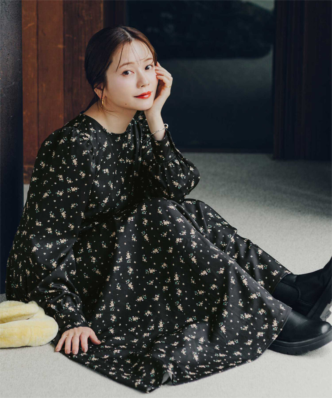 titivate「【高山直子さんコラボアイテム】ボリュームギャザースリーブフレアワンピース」|ワンピース|