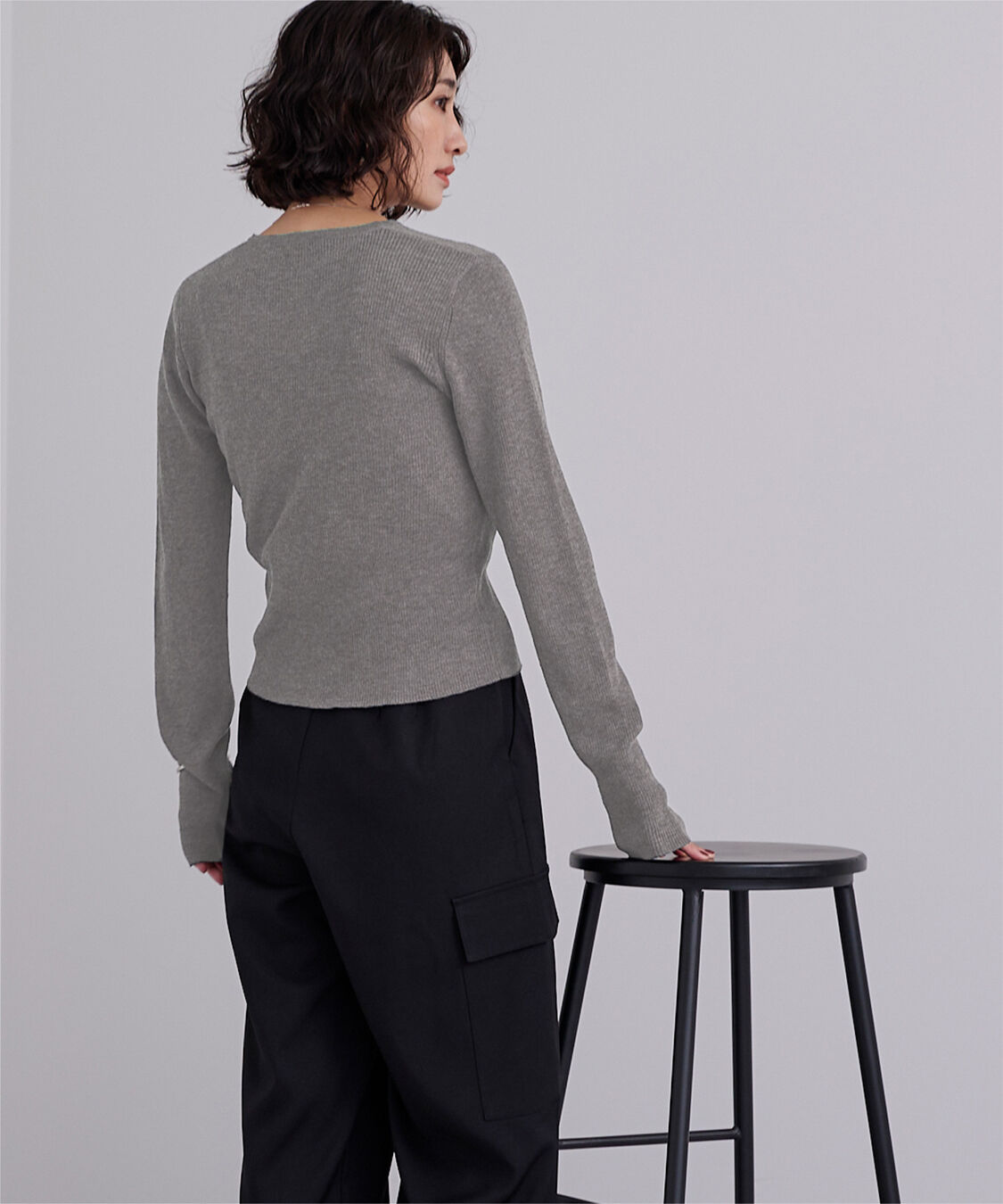 ur's「チクチクしないウールブレンドキーネックリブニット」|ニット・セーター|