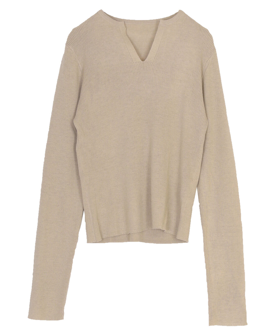 ur's「チクチクしないウールブレンドキーネックリブニット」|ニット・セーター|