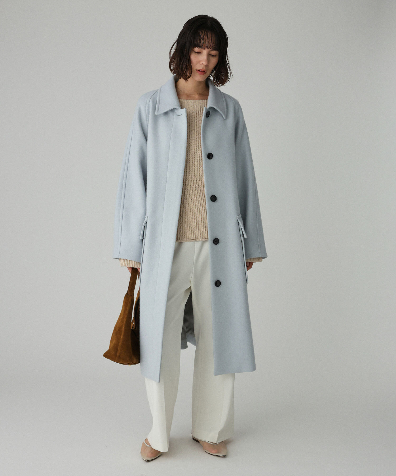 BABYLONE「ダブルメルトンステンカラーコート」|ステンカラーコート|