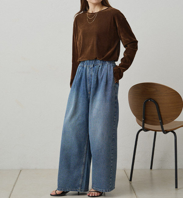  「【リバイバル】ナイロンチュールベロアクルーネックカットソー」|プルオーバー|