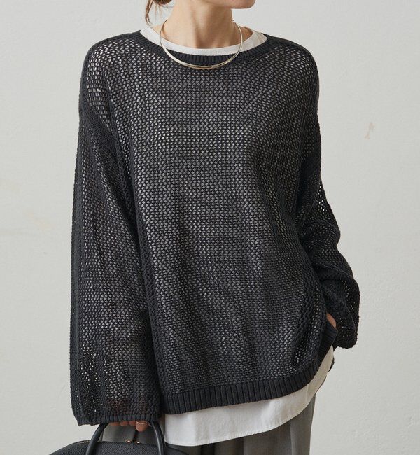  「ワイドスリーブメッシュニット」|ニット・セーター|