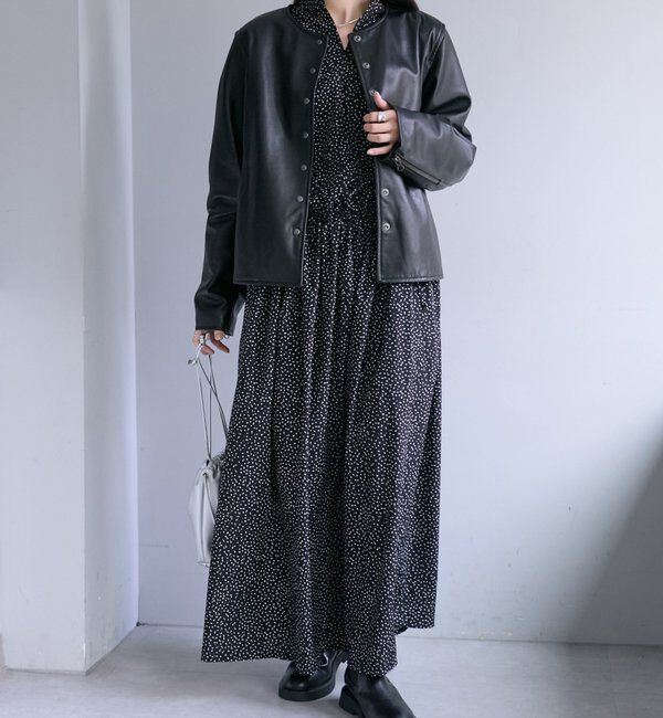  「《リバイバル/WEB限定》【Du noir】ドット柄ウエストドロストワンピース」|ワンピース|