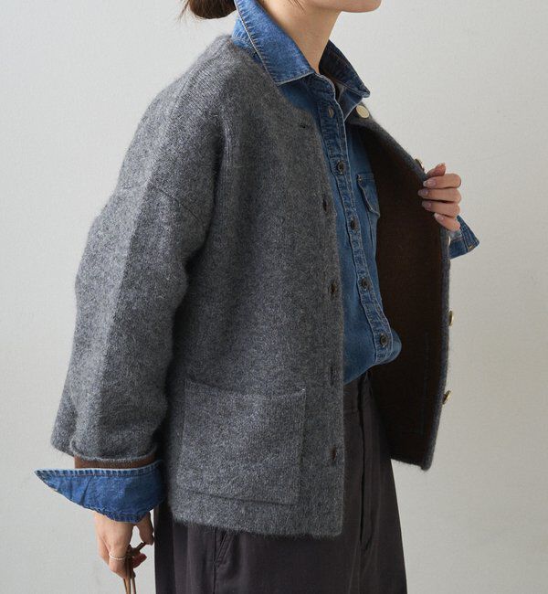  「Wフェイスニットノーカラージャケット」|テーラードジャケット|