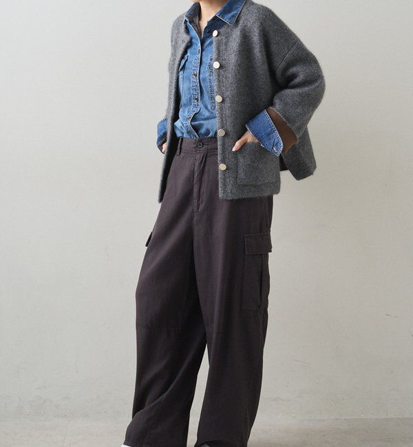  「Wフェイスニットノーカラージャケット」|テーラードジャケット|