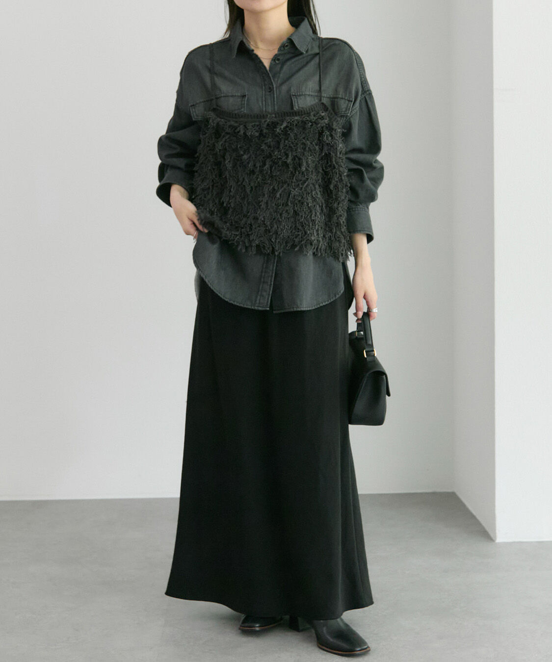  「フリンジジャガードニット細紐ビスチェ」|ニット・セーター|