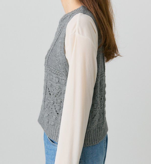  「ポップコーン編みニットベスト」|ニット・セーター|