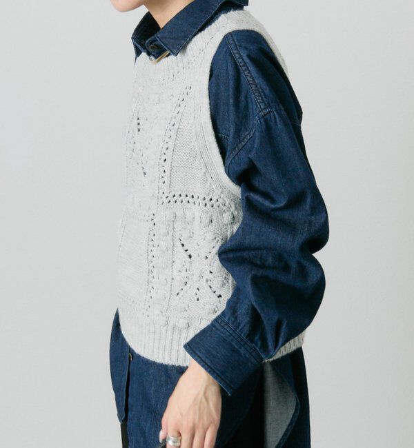  「ポップコーン編みニットベスト」|ニット・セーター|