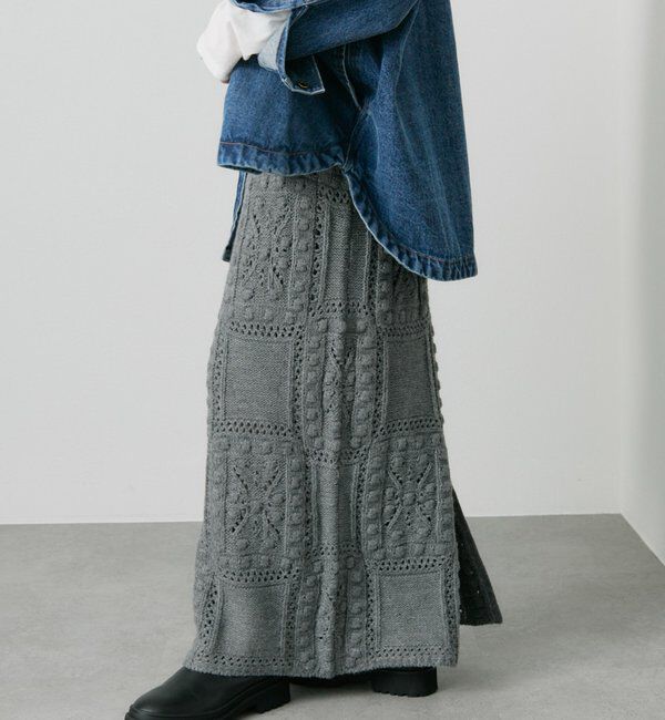 「ポップコーン編みニットスカート」|スカート|