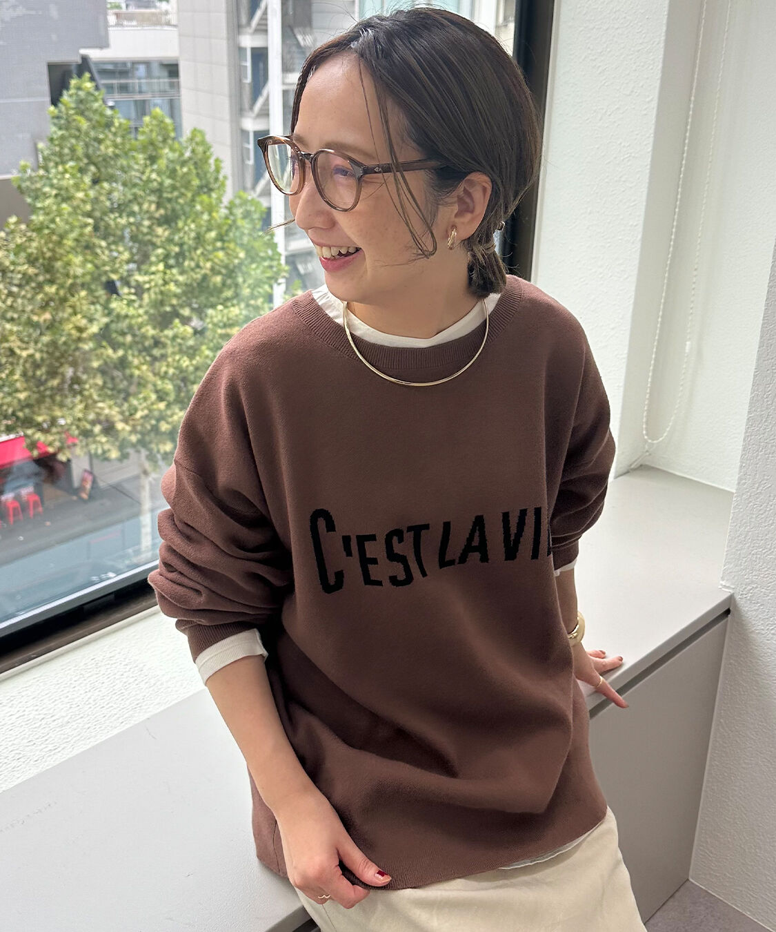  「【＠sein___000企画】ジャガードロゴ2WAYニットプルオーバー」|キャミソール|ブラウン