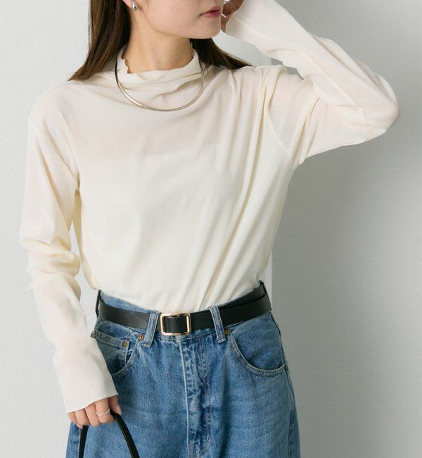  「【新色追加/リバイバル】ナイロンチュールベロアハイネックトップス」|Tシャツ・カットソー|