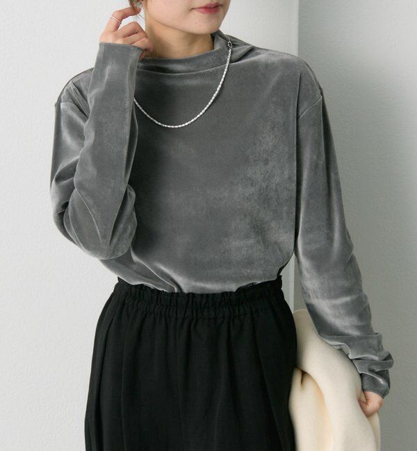  「【新色追加/リバイバル】ナイロンチュールベロアハイネックトップス」|Tシャツ・カットソー|