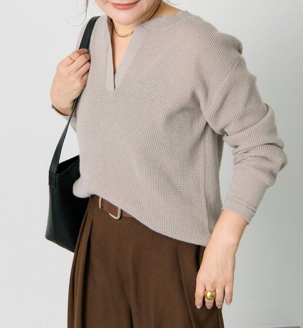  「キーネックワッフルニット」|ニット・セーター|