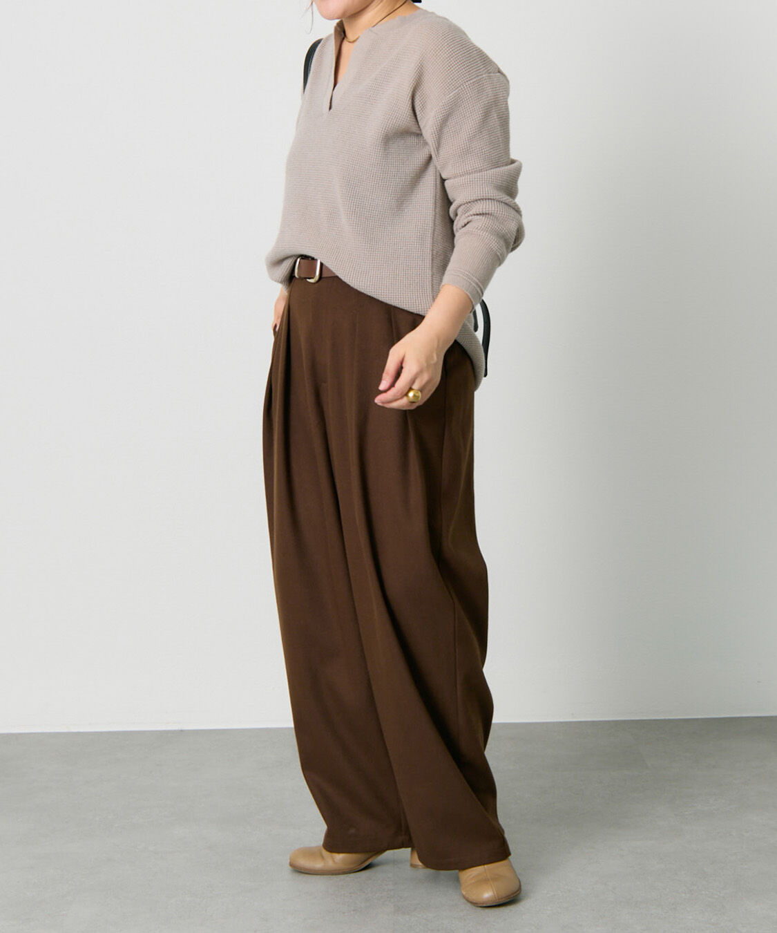  「キーネックワッフルニット」|ニット・セーター|