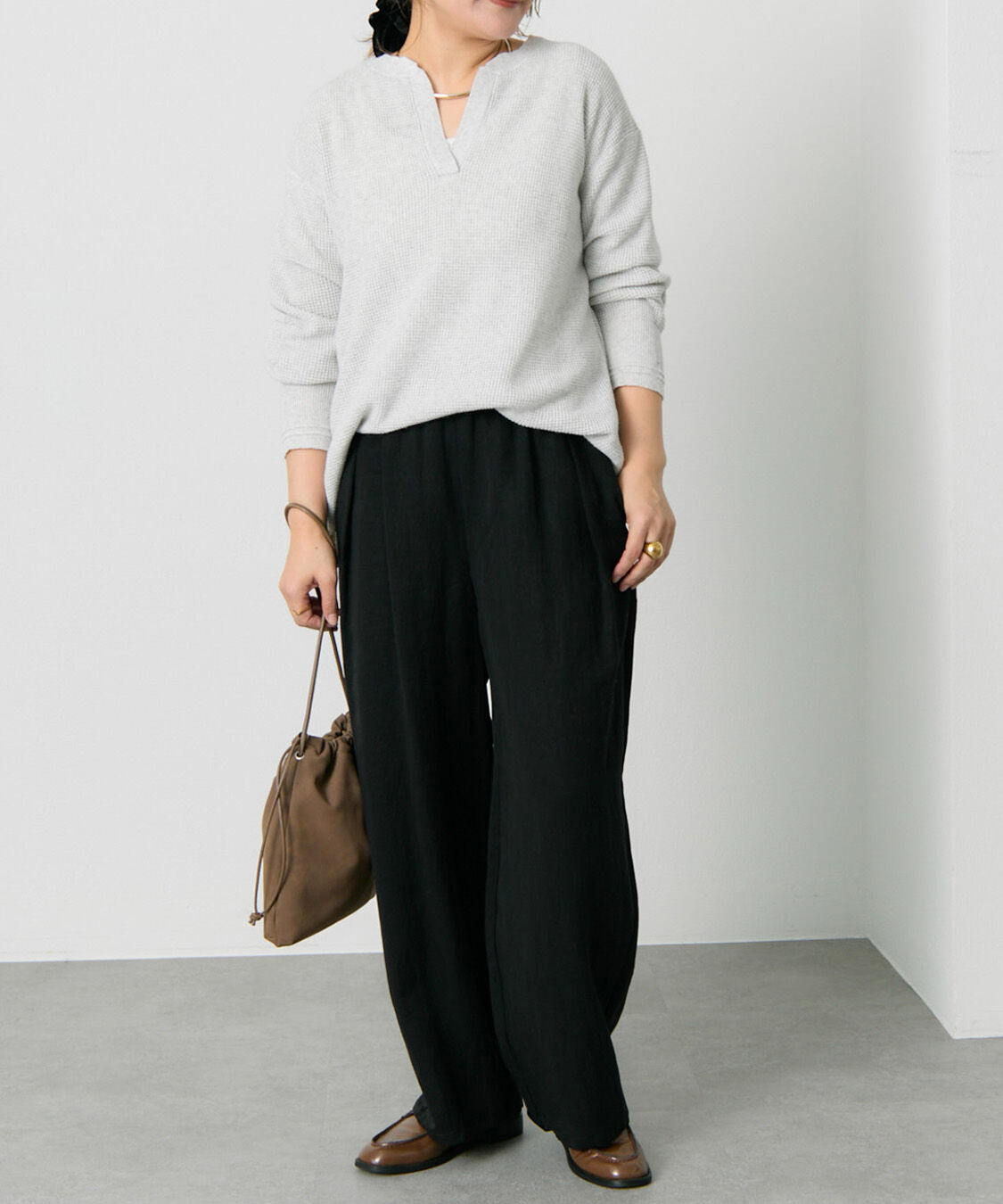  「キーネックワッフルニット」|ニット・セーター|