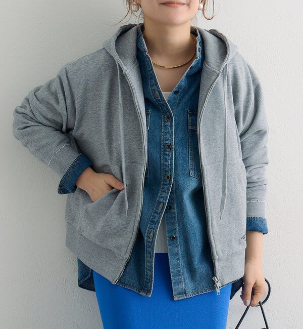  「ダブルジップ裏毛スウェットパーカー」|パーカー|