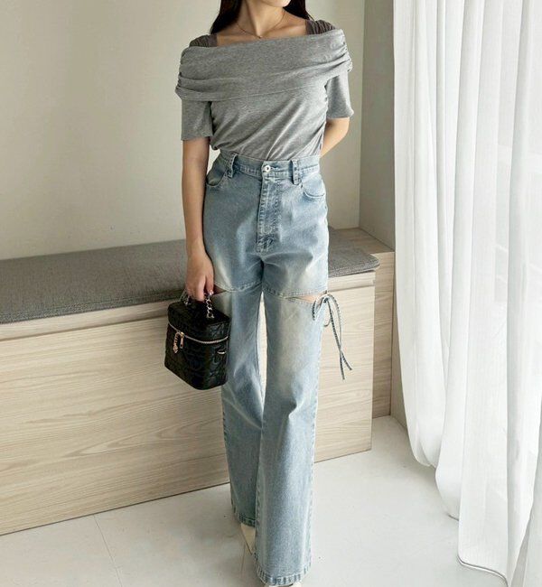  「サイドあき美脚ストレッチデニム」|その他|