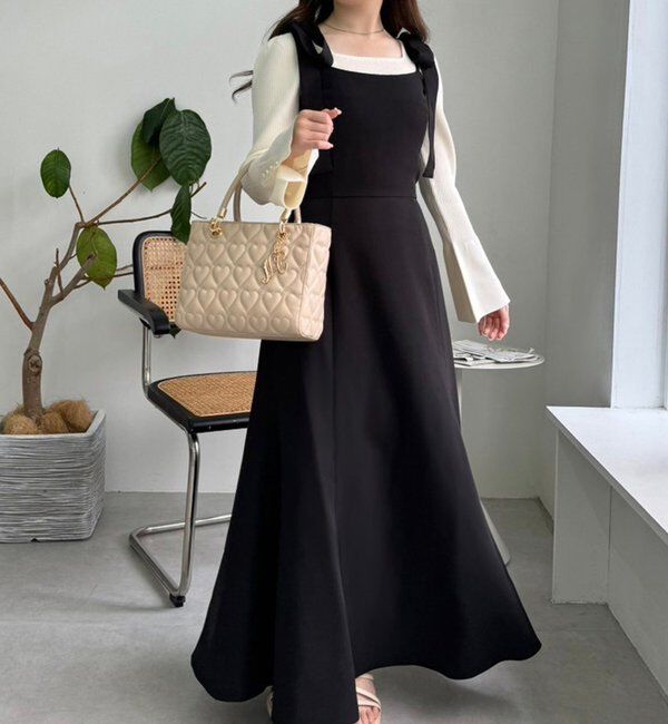  「【新色追加】着痩せ効果抜群/マイナス5キロ見えキャミワンピ」|ワンピース|