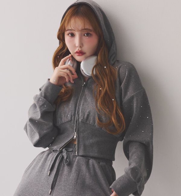  「セットアップ対応／ビジューパーカー」|プルオーバー|