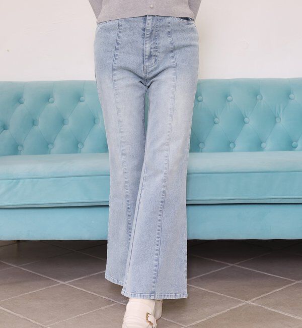  「後ろ刺繍美脚ストレッチフレアデニム」|その他|