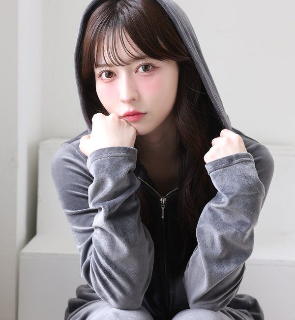  「【セットアップ可能】サイドレースベロアパーカー」|プルオーバー|