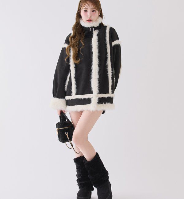  「フェイクムートンロングジャケット」|ダウンベスト・ベスト|