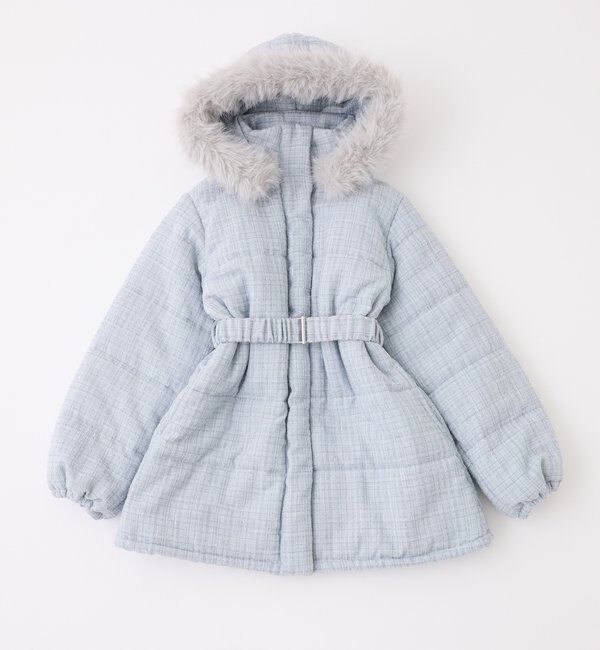  「ベルト付きフェイクファーフードフェイクダウン」|その他|