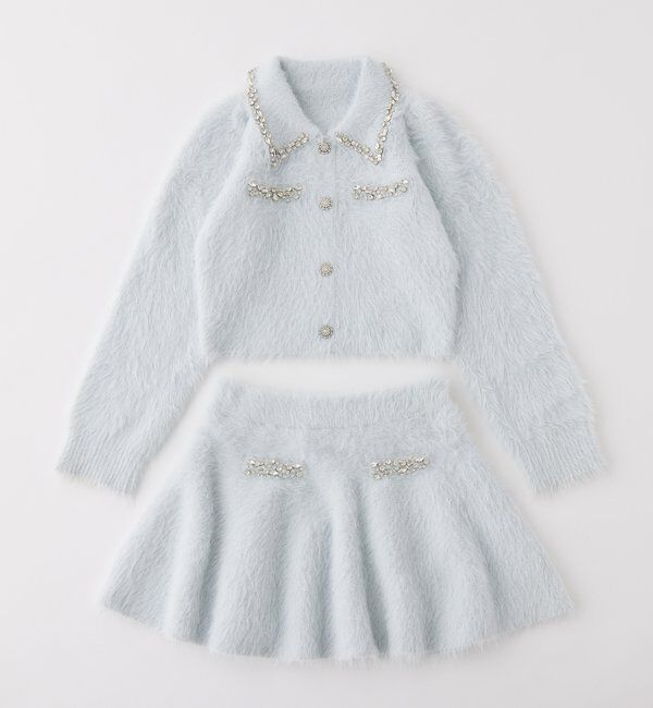  「ビジュー付フェザーニットセットアップ」|ワンピース|