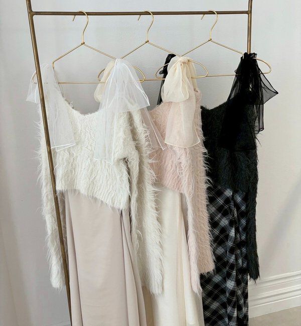  「肩リボンニットセットワンピース」|ワンピース|