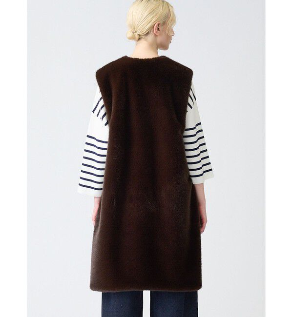 mizuiro ind「mizuiro ind ファーボアリバーシブルロングベスト」|ベスト・ジレ|