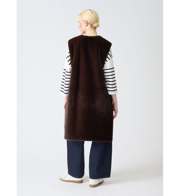 mizuiro ind「mizuiro ind ファーボアリバーシブルロングベスト」|ベスト・ジレ|