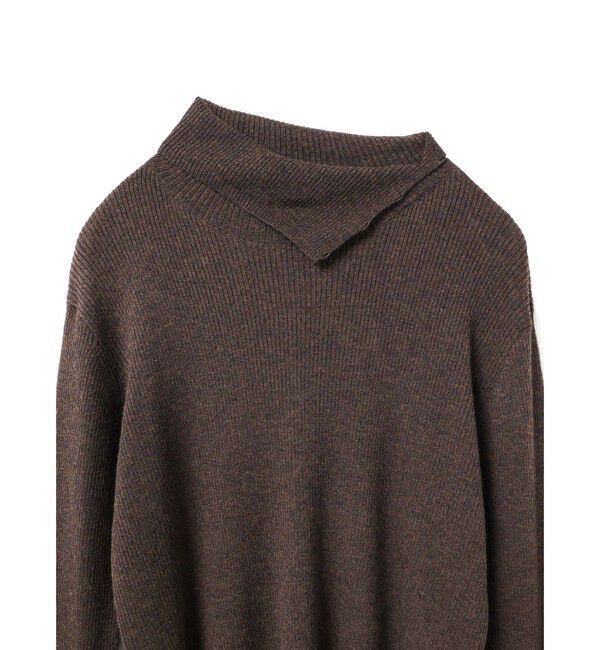 mizuiro ind「mizuiro ind ボタン付きリブハイネックプルオーバー」|ニット・セーター|