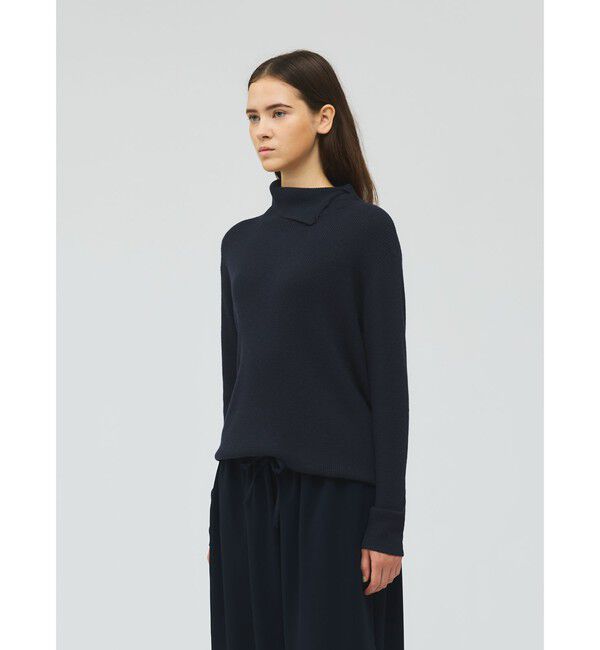 mizuiro ind「mizuiro ind ボタン付きリブハイネックプルオーバー」|ニット・セーター|