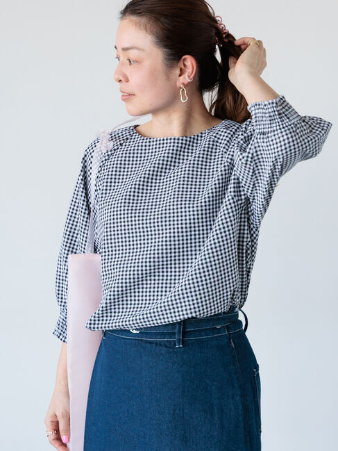 Lugnoncure「無地/柄アソート袖口シャーリングブラウス」|シャツ・ブラウス|キナリ