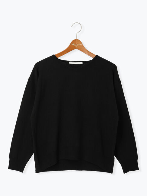 Lugnoncure「もちもちVネックニット」|ニット・セーター|ブラック