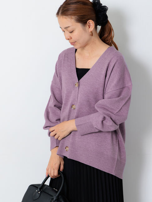 Lugnoncure「もちもちVネックリラックスカーディガン」|カーディガン|パープル