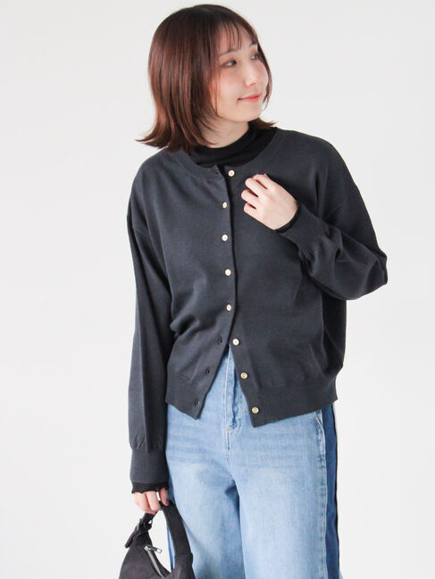 Te chichi TERRASSE「金釦クルーネックカーディガン」|カーディガン|チャコールグレー