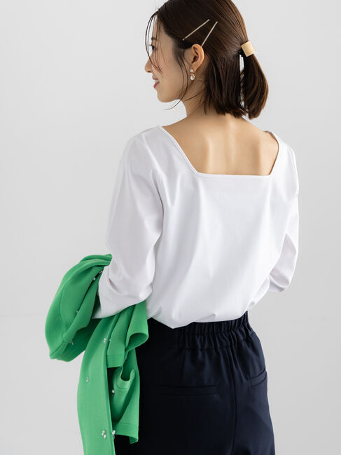 Te chichi「前後2WAYネックデザインロンT《2026 spring catalog item》」|Tシャツ・カットソー|オフホワイト