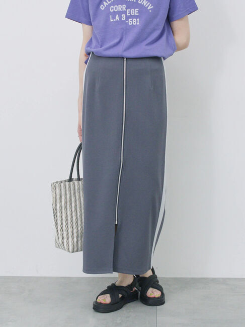 Samansa Mos2 blue「サイドラメラインスカート」|スカート|