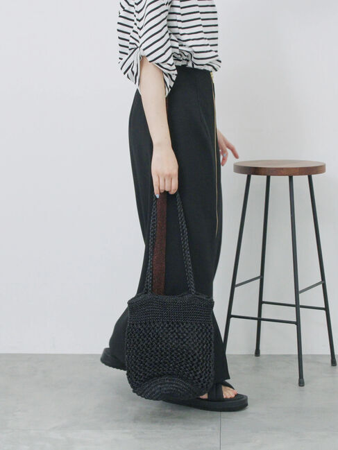 Samansa Mos2 blue「サイドラメラインスカート」|スカート|