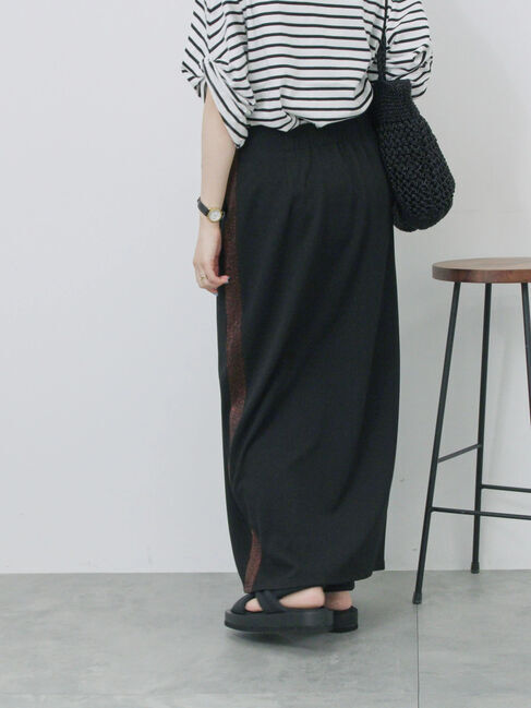 Samansa Mos2 blue「サイドラメラインスカート」|スカート|