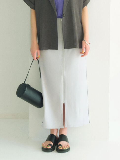 Samansa Mos2 blue「サイドラメラインスカート」|スカート|