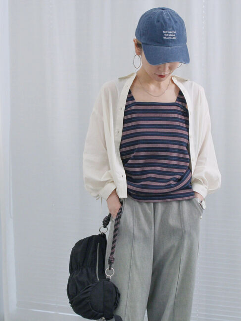 Samansa Mos2 blue「マルチボーダータンク」|Tシャツ・カットソー|