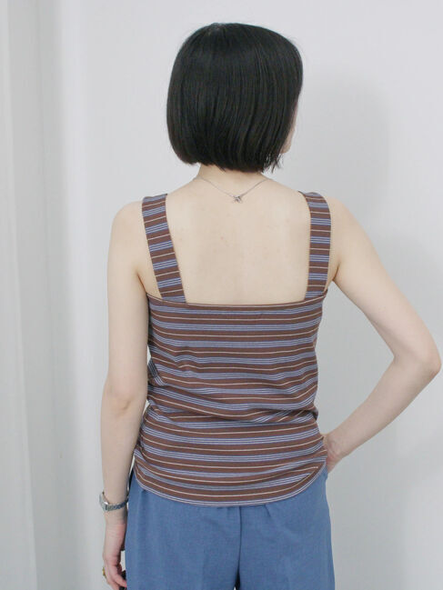 Samansa Mos2 blue「マルチボーダータンク」|Tシャツ・カットソー|