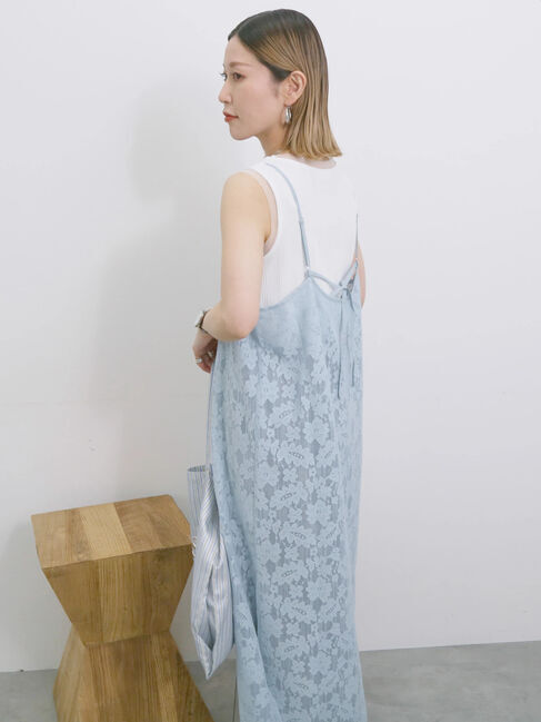 Samansa Mos2 blue「メッシュレースキャミワンピース」|ワンピース|